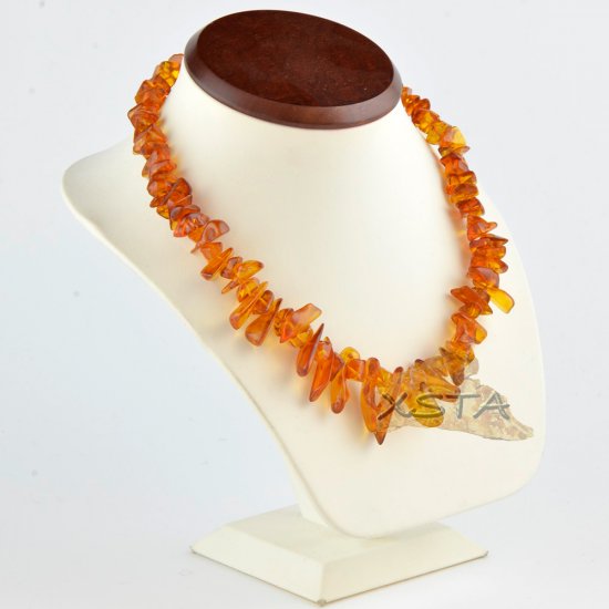 Natural cognac amber spike beads necklace 
